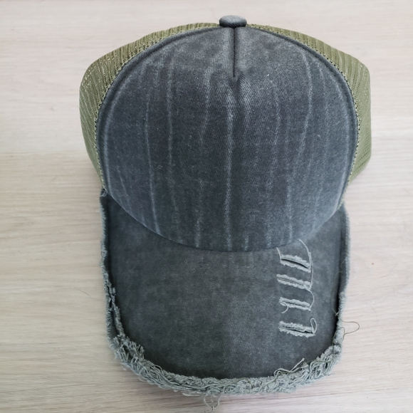 Distressed Olive Green Baseball Hat Cap New Without Tags - Picture 8 of 8